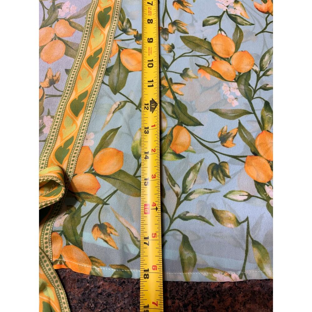 Anthropologie Pilcro Kimono Aqua Blue Lemon Print Lightweight Boho Beachy OS - Picture 7 of 15